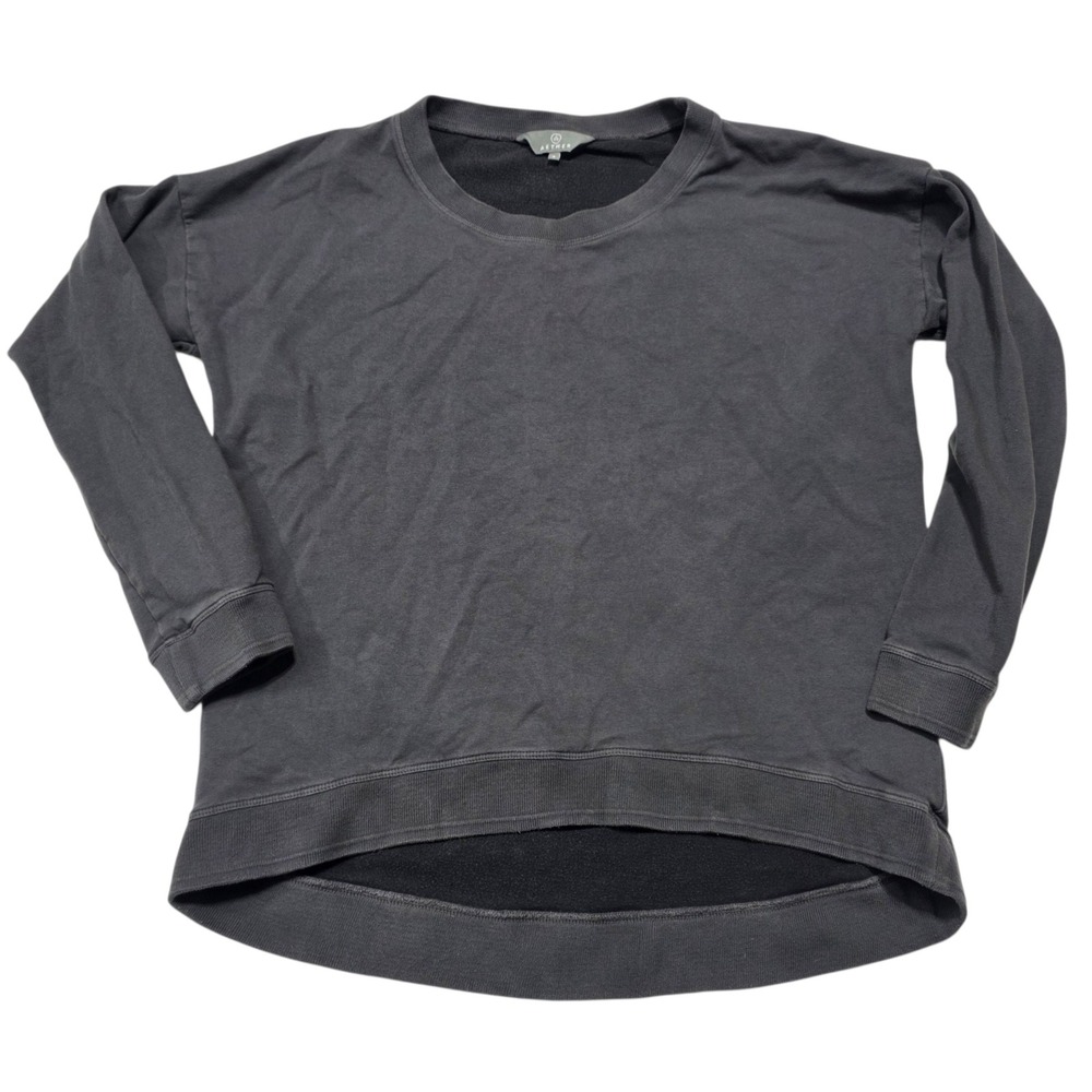 Aether Apparel Pullover Sweatshirt Women Size XL Gray Cotton Tencel High Low Hem
